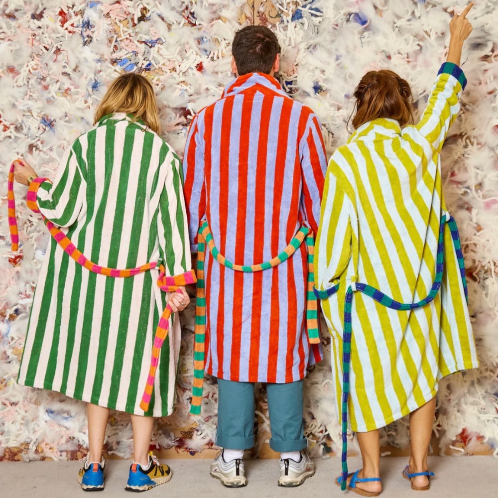 ⚡️BRAND NEW⚡️ DUSEN Red/Periwinkle Striped Bathrobe